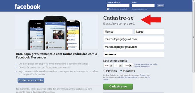 Br com www login facebook Authenticate Using