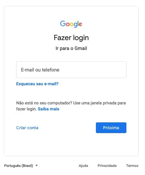digitar email digitar email