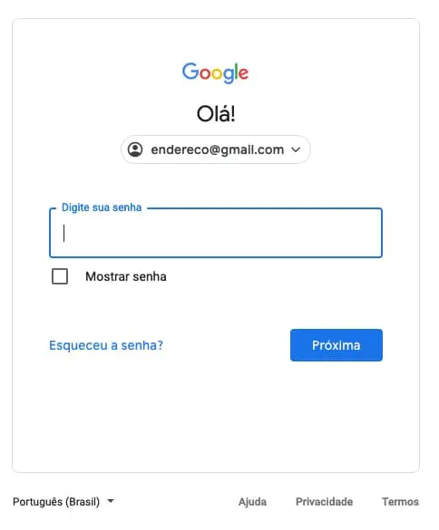 digitar senha digitar senha